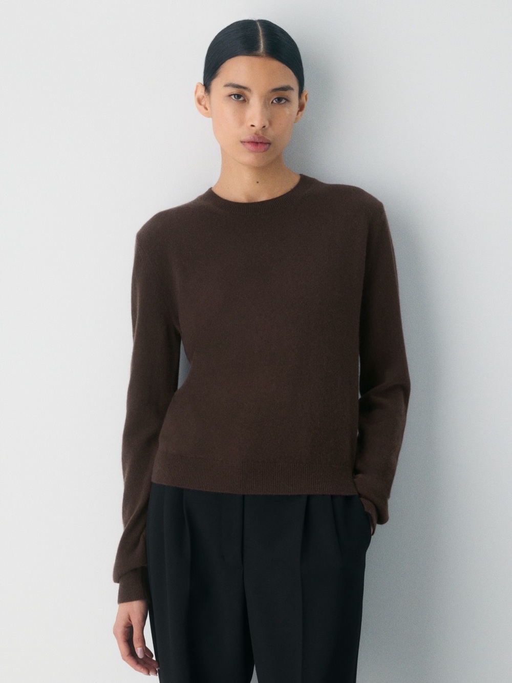Aritzia Babaton Quarterly Cashmere Sweater 100% Cashmere Crewneck Brown size Med